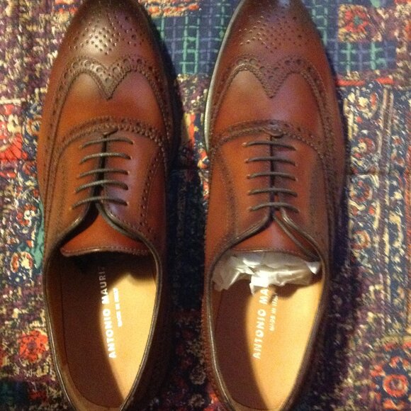 Antonio Maurizi Men\'s Brown Leather Wingtip Oxford Dress Shoes - 11(EU44) - NIB